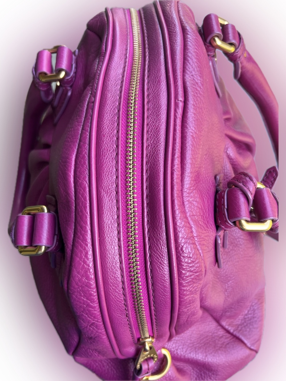 Marc by Marc Jacobs Plum Leather Dome Satchel with Gold Hardware - Picture 9 of 13